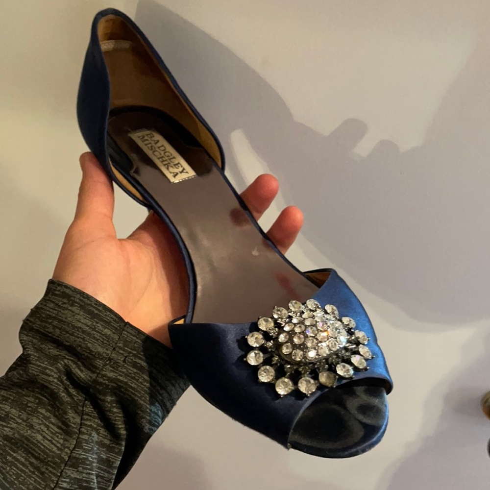 Badgley Mischka Navy Lacie D’Orsay Wedding Shoes size 10